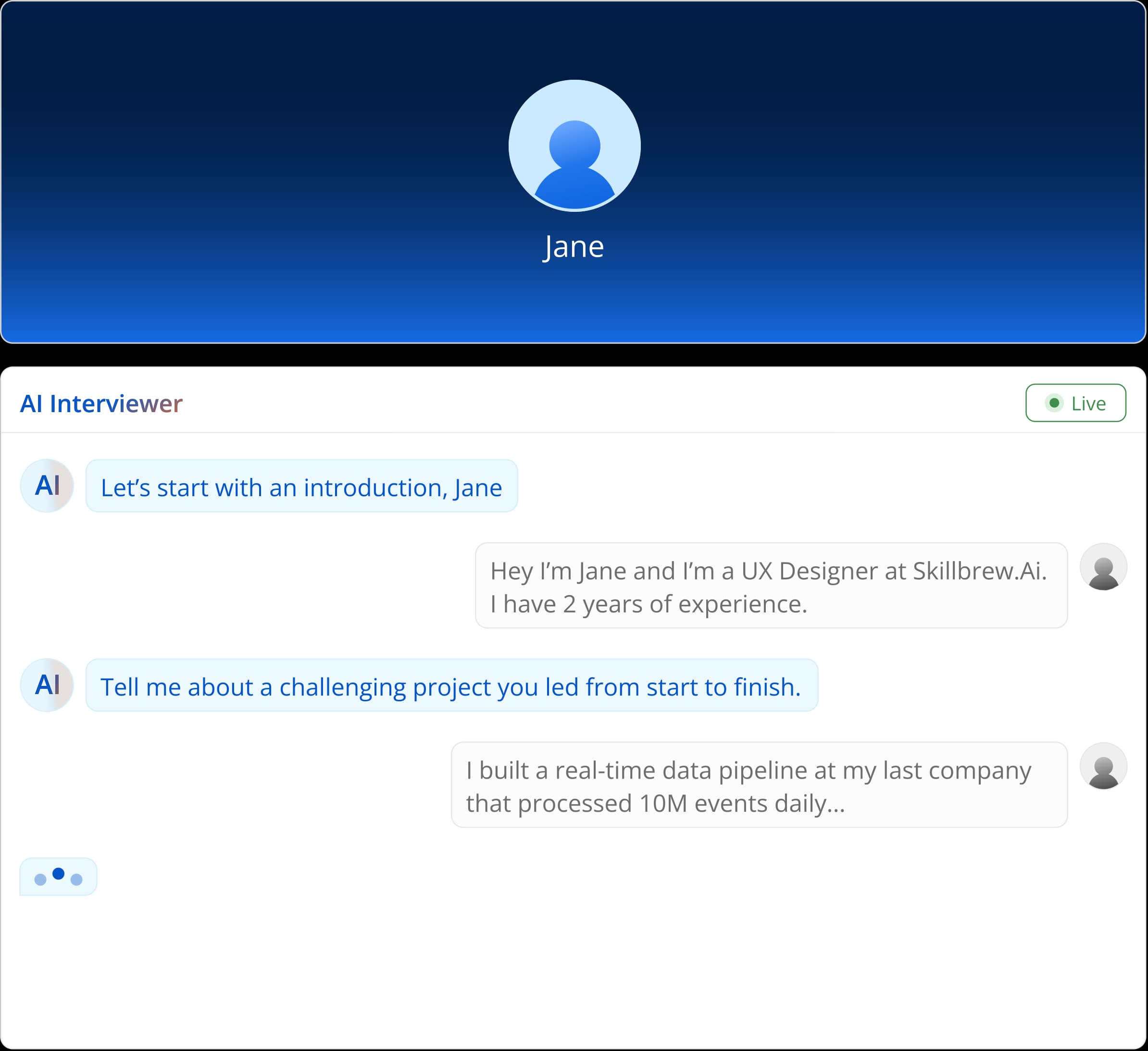 Candidate in AI-led interview